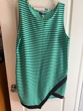 Striped Asymmetrical Mint Green Tank Dress